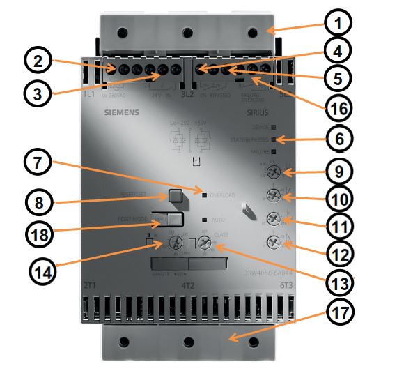 3rw40软起动器前面板都有哪些信息,怎么使用?