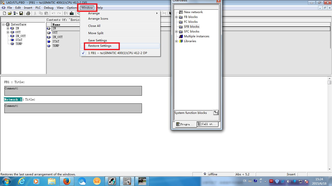 西门子step7软件的总览界面跑到上面下不来-已